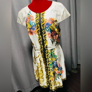 Tibi Baroque Scarf Cap Sleeve Dress